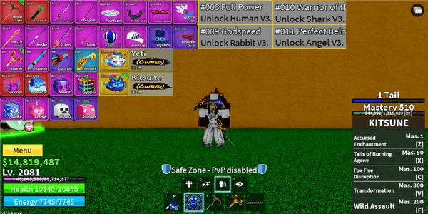 Gambar Product Account Blox Fruits Anti Hack Back Perm Yeti And Kitsune