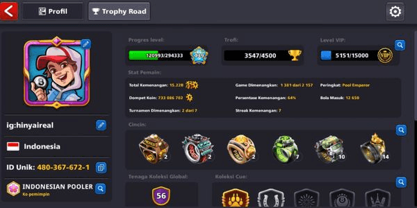 Gambar Product #1 SULTAN ACCOUNT Level 139 + Coins 733M + 1 Cue Max