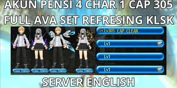 Gambar Product 4 CHAR RETIREMENT ACCOUNT 1 CAP MAX LVL 305 INDONESIA SERVER, FULL AVA SET LIMITED REFRESHING CLASSIC, NO MOD, ANTI HACKBACK, SUPER CHEAP