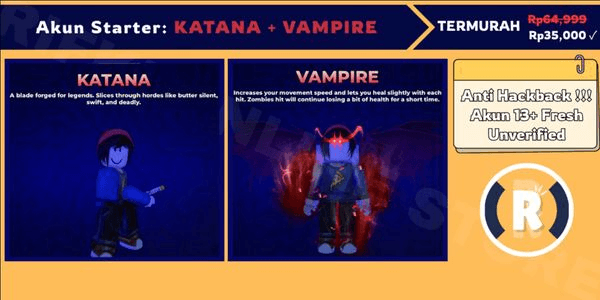 Gambar Product Katana + Vampire | Account Starter | Starter Account