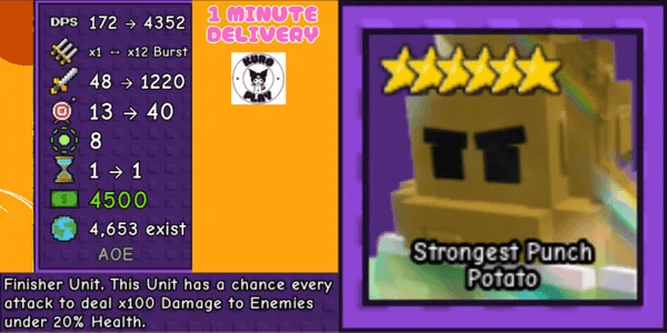 Strongest Punch Potato - Garden Tower Defense