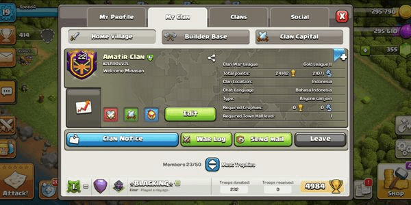 Gambar Product CLAN LVL 22 | Amateur Clan | CH 10 MAX | GOLD I