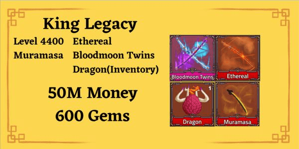Gambar Product King Legacy - LV 4400 MURAMASA ETHEREAL BLOODMOON DRAGON INVENTORY