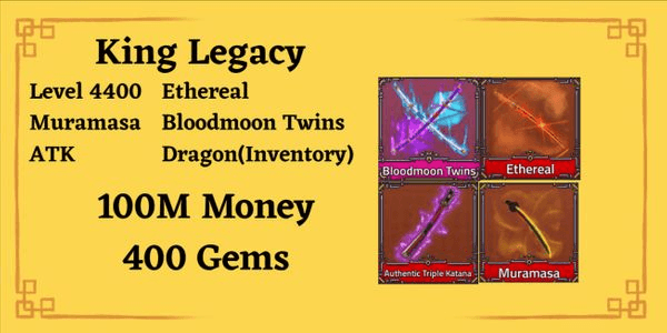 Gambar Product King Legacy Account - BLOODMOON ATK ETHEREAL MURAMASA