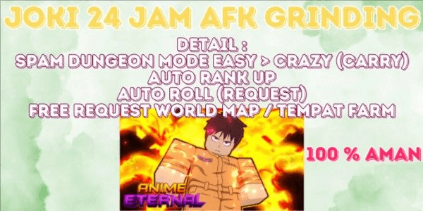 Gambar Product Joki Grinding & Farming 24 Hours - Anime Eternal
