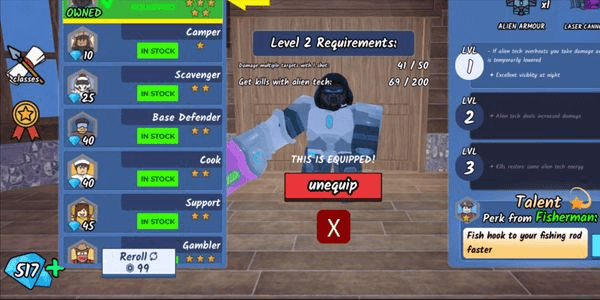 Gambar Product Akun 99 Night in The Forest - Cyborg Class, 517 Gems, Unlock Extra Perks