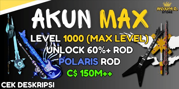 Gambar Product Akun Fisch - Level 1000 (MAX) | 75% Rod Unlocked - C$ 150M+ - Unlocked Submarine