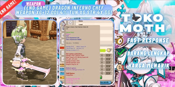 Gambar Product (END GAME) Dragon Inferno Chef Weapon XG+12 Odi 4% tun XG STR 4X GG!