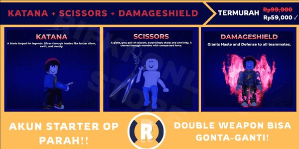 Gambar Product Scissors + Katana + DamageShield | Akun Starter | Starter Account