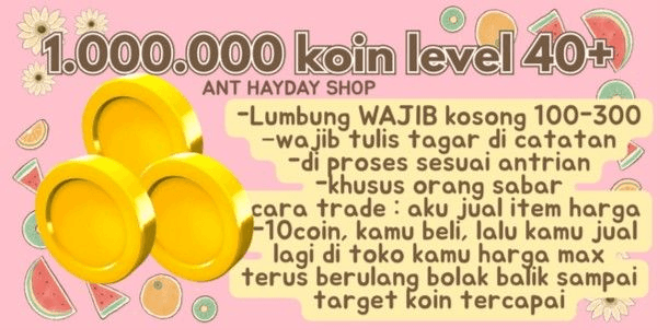 Gambar Product 1 Million Hayday Coins Level 40+