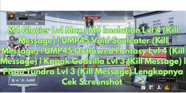 Gambar Product Akun PUBG Sultan | M4 Glacier Max & M4 Roaring Imolation Kill Message