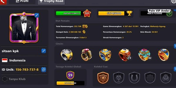 Gambar Product #14 SULTAN ACCOUNT Level 371 + 5 Max Cues + 18 Legend Cues + 2B Coins