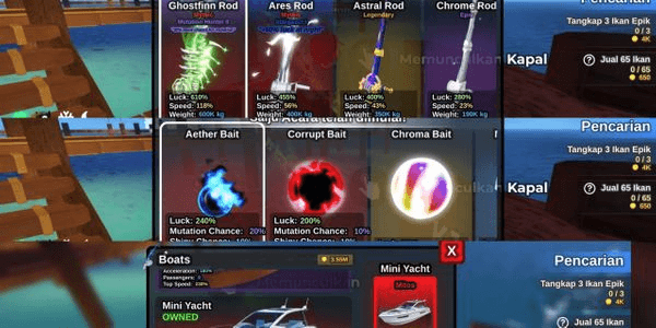 Gambar Product FISH IT ACCOUNT RIGHT FLAT!! GHOSTFIN + AETHER BAIT BONUS ENCHANT STONE + LOTS OF COINS