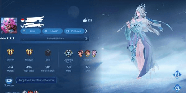 Gambar Product AKUN HOK MID MURAH SKIN 66 HERO 58 SIAP PAKAI MAIN