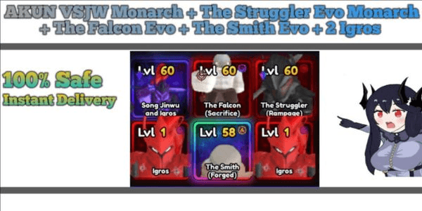 Gambar Product AKUN VSJW Monarch + The Struggler Evo Monarch + The Falcon Evo + The Smith Evo + 2 Igros