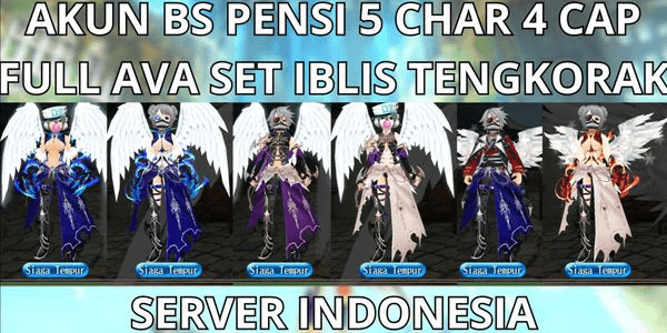 Gambar Product ACCOUNT BS RETIRE 5 CHAR 4 CAP MAX LVL 305 SERVER INDONESIA, FULL AVA SET DEMON SKULL+FULL RESET, VIA MQ, ANTI HACKBACK, SUPER CHEAP