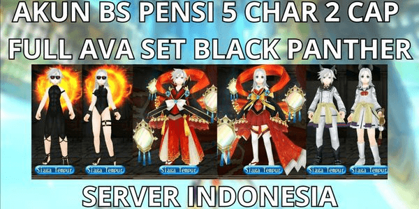 Gambar Product BS ACCOUNT RETIRE 5 CHAR 2 CAP MAX LVL 305 SERVER INDONESIA, FULL AVA SET BLACK PANTHER+CONTAINS MD CASTILLA, VIA MQ, ANTI HACKBACK, SUPER CHEAP
