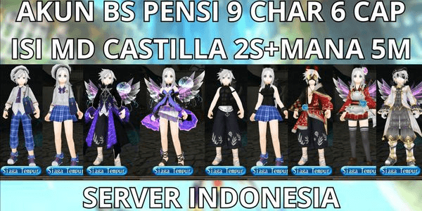 Gambar Product HIGH PROFF RETIRED BS ACCOUNT 271, 9 CHAR 6 CAP MAX LVL 305 SERVER INDONESIA, CONTAINS MD CASTILLA 2S + MANA 5M + HIGH AVA, NO MOD, ANTI HACKBACK, SUPER CHEAP