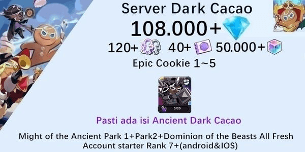 Gambar Product Cookie Run Kingdom starter account(Dack Cacao Server)DC1