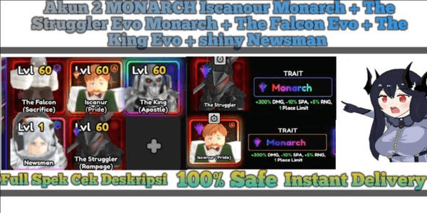 Gambar Product AKUN 2 MONARCH Iscanour Monarch + The Struggler Evo Monarch + The Falcon Evo + The King Evo + shiny Newsman