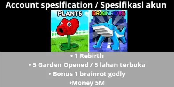 Account 1 Rebirth Plant VS Brainrot (BONUS GODLY)