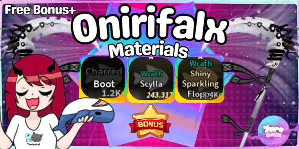 Gambar Product Onirifalx Materials (Wrath Scylla, Sparkling Shiny Wrath Floppy, Charred Boot)