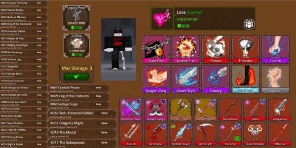 Gambar Product Akun King Legacy Max - Draken Fangs - Riptide Slayer - DawnBreaker - Trickster - Justice Fist - Striker - 2x Drop