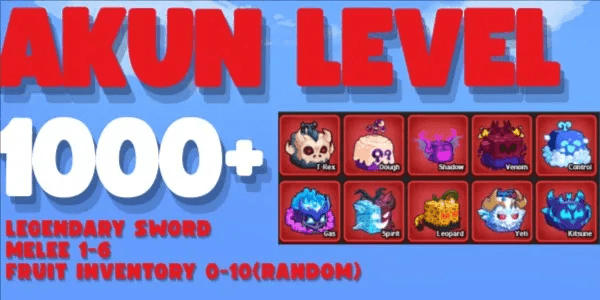 BLOX FRUIT ACCOUNT PROMO LEVEL 1000+ BONUS FRUIT