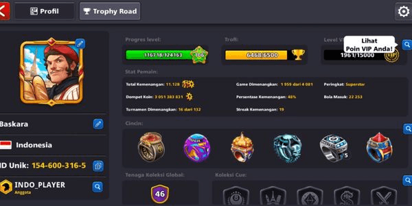Gambar Product OLD ACCOUNT Coins 3B + Cash 316 + OLD ID: 154-600-316-5 + Level 106 + Osaka Ring (Ready to Use)