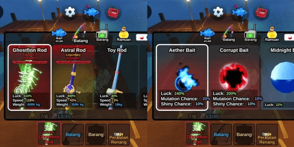 Gambar Product AKUN FISH IT! RIGHT FLAT GHOSTFINN ROD + AETHER BAIT