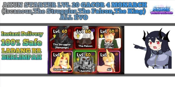 Gambar Product AKUN 4 MONARCH EVO (Iscanour, The Falcon, The Struggler, The King)