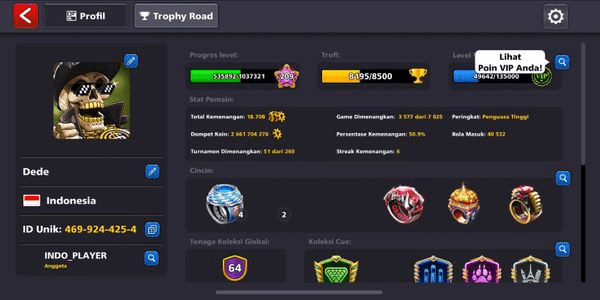 Gambar Product AKUN SULTAN Level 209 + Coins 2.6B + Cue Legend 19