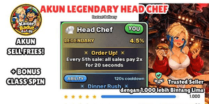 सस्ता अकाउंट Legendary Head Chef + बोनस क्लास स्पिन | Sell Fries! Roblox