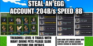 Steal An Egg Account 204B/s Speed 8B With Divine Pets Nightflame 2 Check Picture For Details