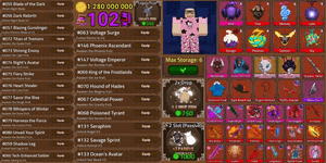 حساب King Legacy ماكس - Sonata - ShellReaper - Pyreblade - Bloodshell Edge - Acrodagger - Draken Fangs - Acromask