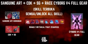 Conta Blox Fruit Sanguine Art + CDK + SG + Raça Cyborg V4 Equipamento Completo