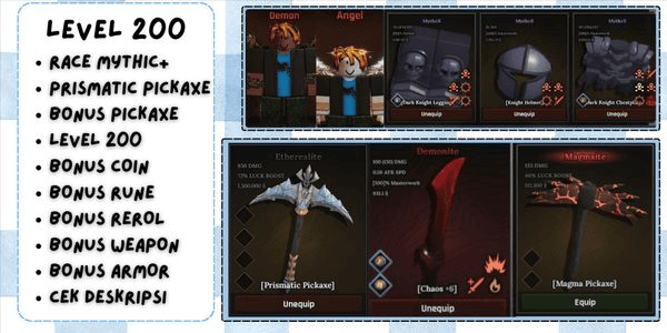Gambar Product Akun The Forge (Prismatic Pickaxe + Mythic Race ) The Forge