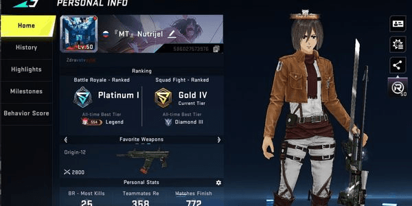 Gambar Product AKUN BLOODSTRIKE AOT EDITION - ASIA [ Run - Mikasa & M700 - Thunder Gun/AOT & Others ] #586027573976