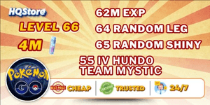 Level 66 | 4M Stardust | 64 Random Legendary | 65 Random Shiny | 55 IV Hundo | 62M Exp | Team Mystic - Pokemon Go