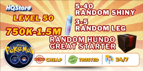 Gambar Product Level 50 | 750k-1.5M Stardust | 5-40 Random Shiny | 3-5 Random Legendary | Mystery Box | A Guaranteed Perfect IV (Hundo) | Random Team - Pokemon Go