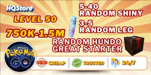 Level 50 | 750k-1.5M Stardust | 5-40 Random Shiny | 3-5 Random Legendary | Mystery Box | A Guaranteed Perfect IV (Hundo) | Random Team - Pokemon Go