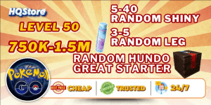 Level 50 | 750k-1.5M Stardust | 5-40 Random Shiny | 3-5 Random Legendary | Mystery Box | A Guaranteed Perfect IV (Hundo) | Random Team - Pokemon Go