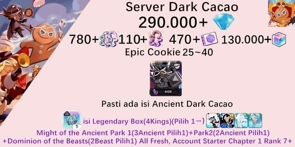 Gambar Product Akun starter Cookie Run Kingdom(Server Dack Cacao)DC7