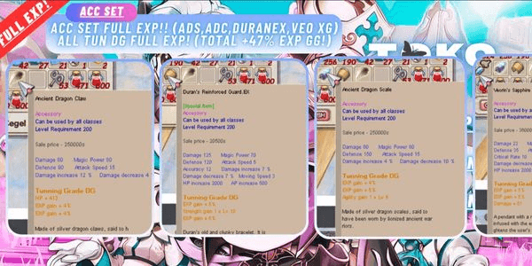 Gambar Product Acc set FULL EXP!! (ADS,ADC,DURANEX,VEO XG) All tun DG FULL EXP! (total +47% EXP GG!)