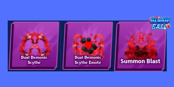 Dual Demonic Scythe Set (Sword, Emote, Explosion) - Blade Ball