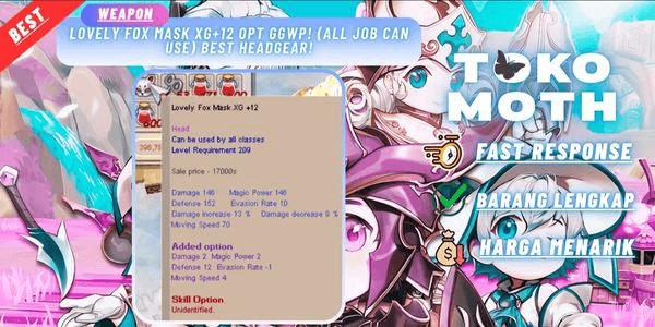 Gambar Product Lovely Fox Mask XG+12 Opt GGWP! (All job can use) BEST HEADGEAR!