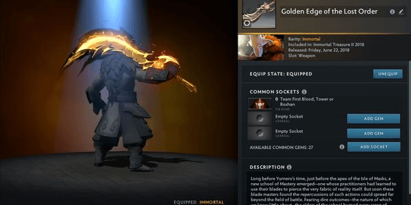 Gambar Product Golden Edge of the Lost Order (Immortal TI8 Juggernaut)