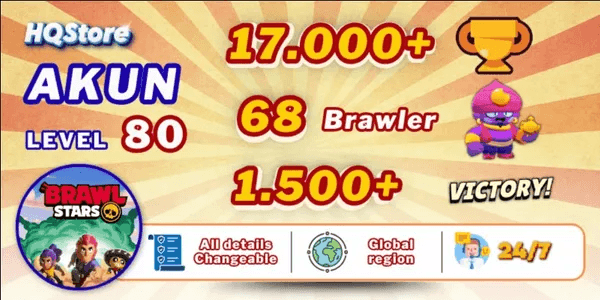 Account Level 80 | 68 Brawlers | 17K+ Trophies | 1K5+ Victories - Brawl Stars
