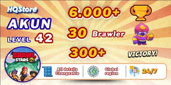 Account Level 42 | 30 Brawlers | 6K+ Trophies | 300+ Victories - Brawl Stars