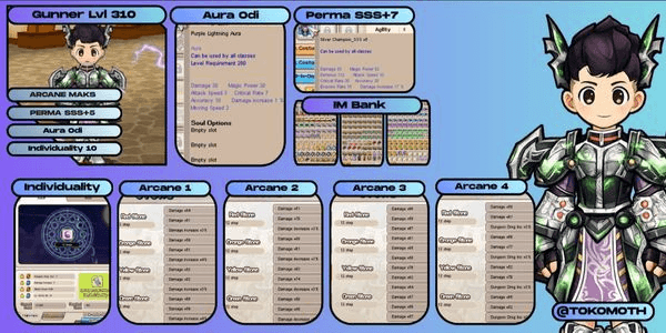 Gambar Product PREMIUM END GAME ACCOUNT – GUNNER LVL 310 | FULL MAX ARCANE | Aura ODI | Indiv 10 | Perma Costume SSS